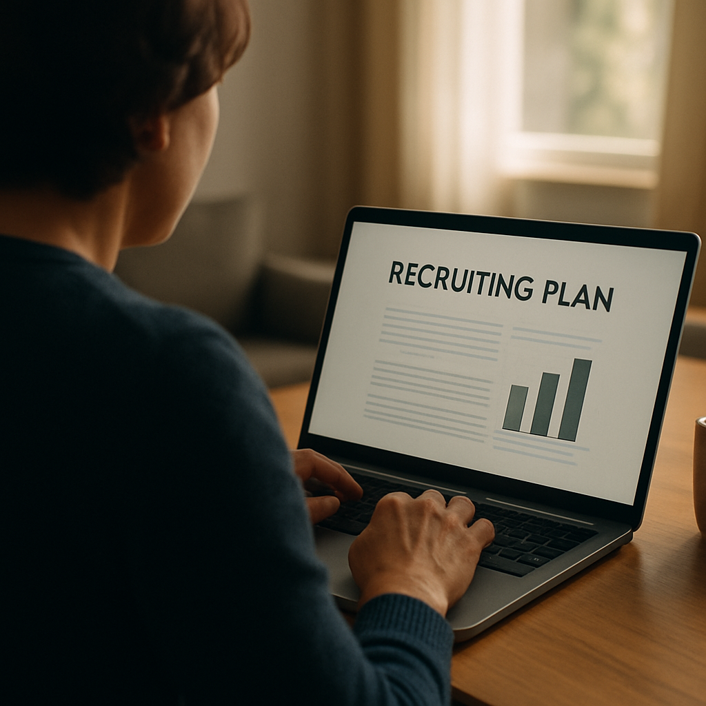 A parent reviewing their athlete's recruiting plan and progress